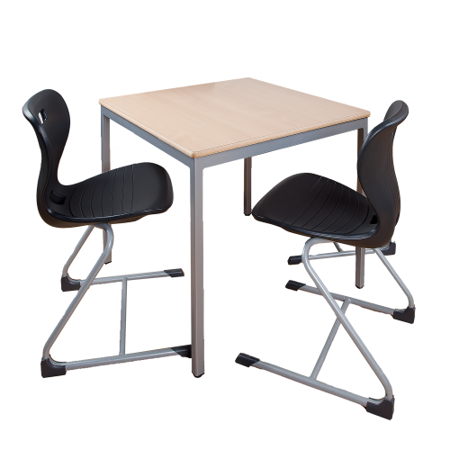 Rechteckiger Tisch, Platte mit Schichtstoff B/T: 140 x 70 cm, wählbare Tischhöhe, Gestell Stahlquadratrohr 30x30