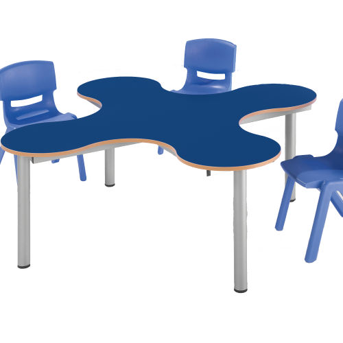 Kleeblatt-Vierertisch höhenverstellbar mit Melaminplatte B/T: 139x139 cm, höhenverstellbar 58-72 cm, Dekor Grün