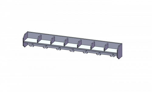 Garderobenablage mit Fachtrennern und Haken H/T: 20x18 cm in verschiedenen Breiten, offene Ablagen zur Wandmontage, darunter Dreifachhaken