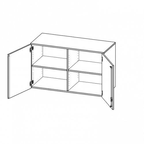 Aufsatzschrank, 2 Ordnerhöhen - Serie evo180 B/H/T: 120x72x60 cm, 2 Türen, abschließbar, mit Mittelwand