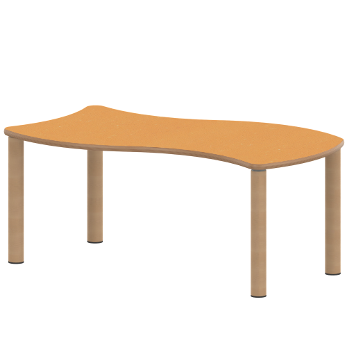 Tisch ZALOTTI mit Linoleum-Belag Wellen-Rechtecktisch, B/H/T: 120x25x60 cm, Massivholzbeine Ø 60 mm, Fußvariante: Stellfuß