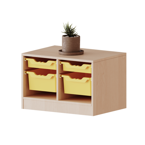 ErgoTray Regal, zweireihig, 1 Ordnerhöhe - evo180 Serie B/H/T: 70,3x46x40 cm, fahrbar, 2 flache und 2 hohe ErgoTray Boxen