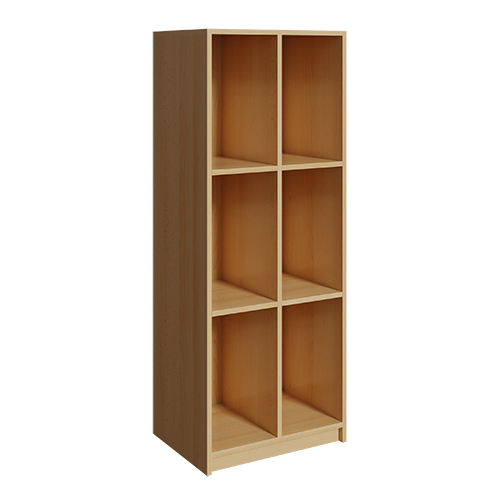Schultaschenregal mit 3 Fächern übereinander B/H/T: 62x160x45 cm, 2reihiges Regal aus feuerhemmendem Material, mit 6 Fächern