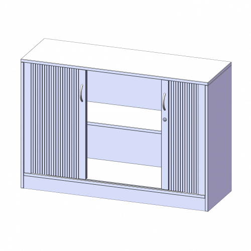 Schrank mit Rollo, 2 Ordnerhöhen - Serie evo180 B/H/T: 120x82x40 cm, Querrolladen, abschließbar, mit Sockel (81 mm)