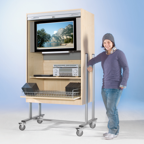 TV-Wagen mit Rollo, 1 Rollauszug und Fach B/H/T: 108x189x60 cm