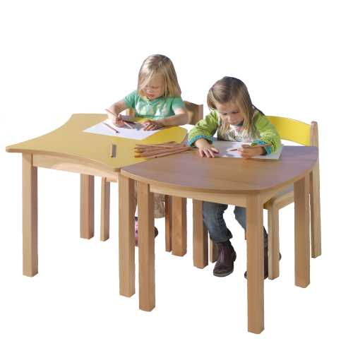Swing-It WOODY quadratischer Wellentisch Schultisch B/H/T: 60x42x60 cm, kombinierbar mit anderen Tischen der Serie