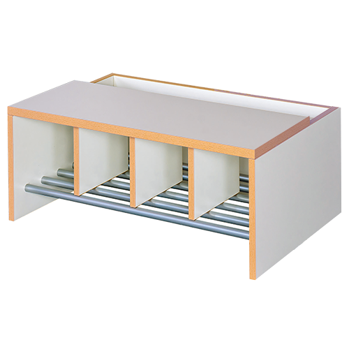 Garderobenbank mit integriertem Schuhrost und Sitztiefenverlängerung 4 Plätze, B/H/T: 80x34x52 cm