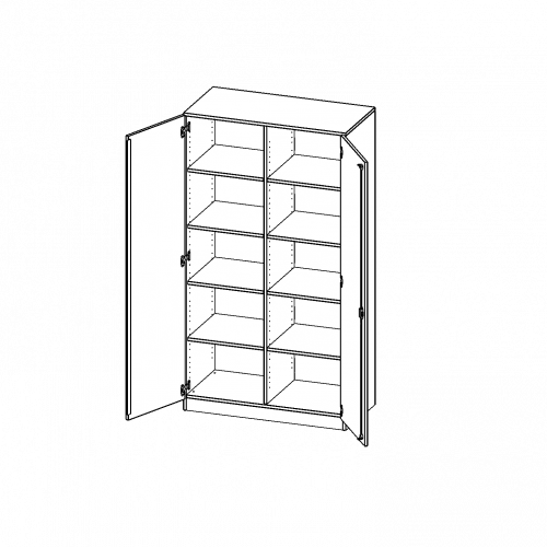 ErgoTray Schrank, zweireihig, 5 Ordnerhöhen - evo180 Serie B/H/T: 104,5x190x50 cm, zweitürig, mit Sockel (81 mm), mit Mittelwand, ohne Boxen