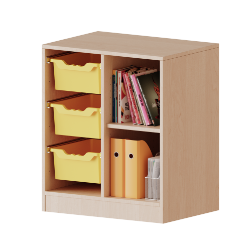 ErgoTray Regal, zweireihig, 2 Ordnerhöhen - evo180 Serie B/H/T: 70,3x82x40 cm, mit Möbelstellfüßen, rechts 2 Fächer, links 3 hohe ErgoTray Boxen