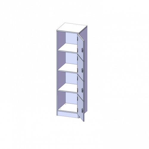 Schließfachschrank, 4 Ordnerhöhen - Serie evo180 B/H/T: 40,5x154x40 cm, 4 Schließfächer, Türen öffnen nach rechts, mit Sockel (81 mm)
