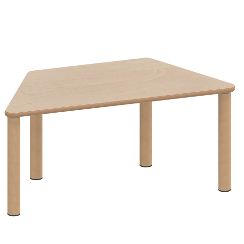 Tisch ZALOTTI mit Schichtstoff-Belag Trapeztisch, B/H/T: 120x41x60 cm, Massivholzbeine Ø 60 mm, Fußvariante: Stellfuß