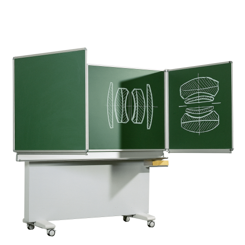 Klappschiebetafel Schultafel aus Premium Stahlemaille, Serie M-EG MF: 200x100 cm FF: 100x100 cm, fahrbar