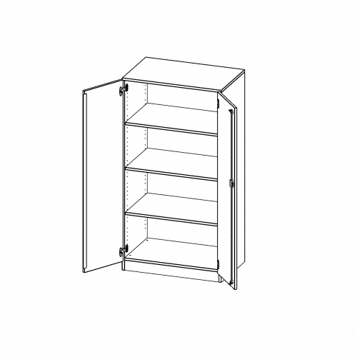 Schrank, 4 Ordnerhöhen - Serie evo180 B/H/T: 80x154x50 cm, 2 Türen, abschließbar, mit Sockel (81 mm)