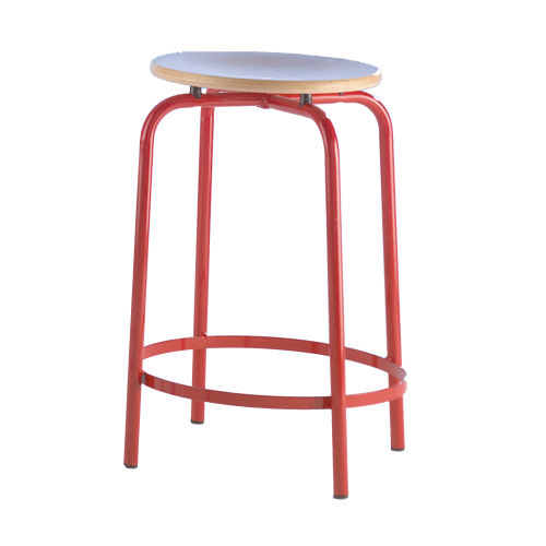 Vierfuß-Hocker mit umlaufender Fußraste Sitzhöhe: 51 oder 60 cm, Gestellfarbe nach Wahl