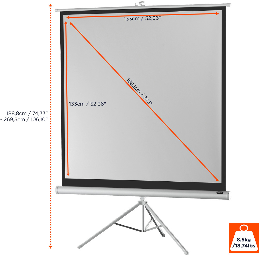 celexon Stativleinwand Economy 133 x 133 cm - White Edition