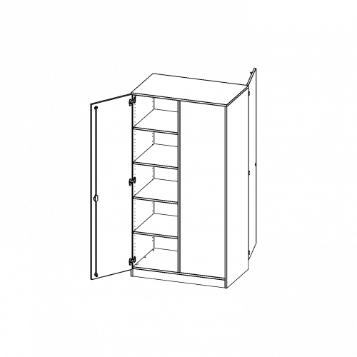 Raumteiler Schrank, 5 Ordnerhöhen - Serie evo180 B/H/T: 100x190x60 cm, 2 Türen, wechselseitig angeordnet, abschließbar, mit Sockel (81 mm)