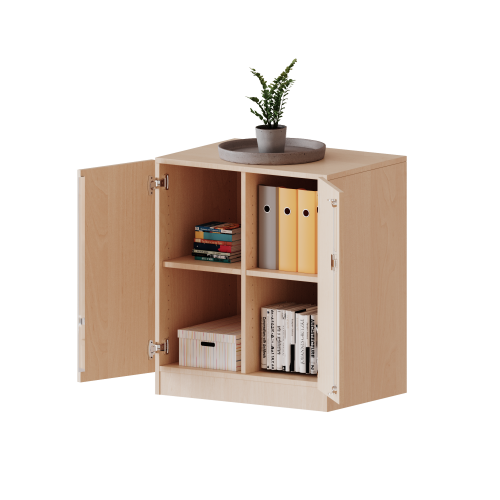 Schrank, zweireihig, 2 Ordnerhöhen - evo180 Serie Breite 70,3 cm, Gesamthöhe 82 cm, zweitürig, mit Sockel, ohne Boxen