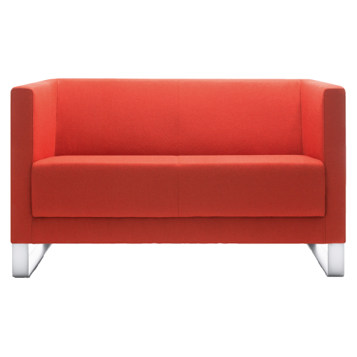SIT!Box 2er Sofa mit Armlehne mit Armlehne, Kufengestell in weißalu, Breite 123 cm Höhe 71 cm Tiefe 68 cm